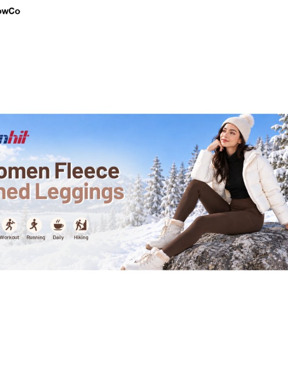 Fleece Lined Leggings High Waist Tummy Control Side Pockets Thermal - Picture 6 of 6